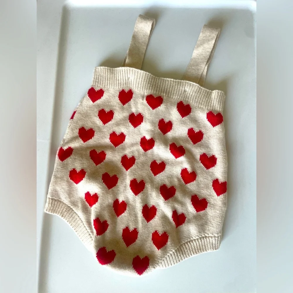Heart Patterned Kids Romper